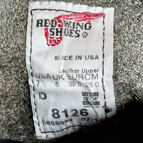 Red Wing 8126 Boots Brogue Ranger Mens 7 D Black Leather Wingtip USA Made 8126 - Picture 3 of 9